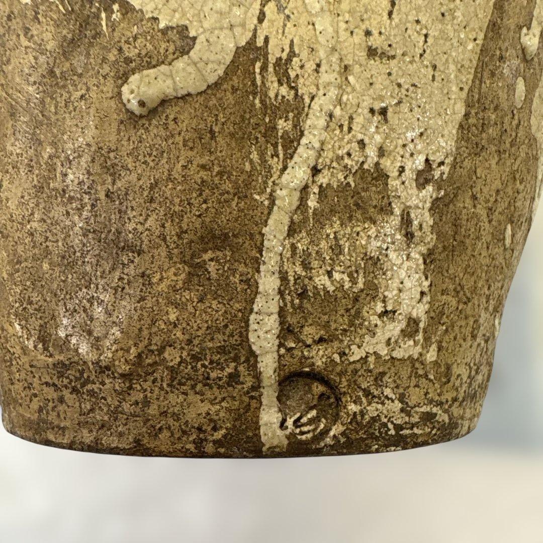 【希少】　楽山焼 玉井楽山作 天神蟹彫り　花器