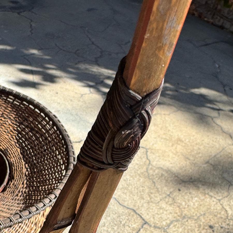 達磨牡丹籠 ダルマボタン籠 網代 茶道具 生花 中国 大花入 高さ約93cm