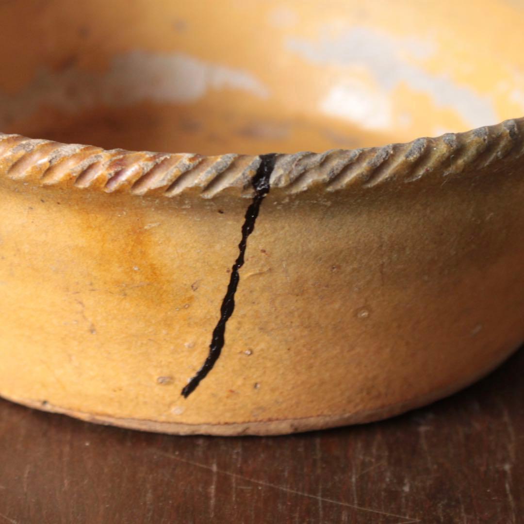 仏蘭西 黄釉 鉢 フランス アンティーク ブロカント 古道具