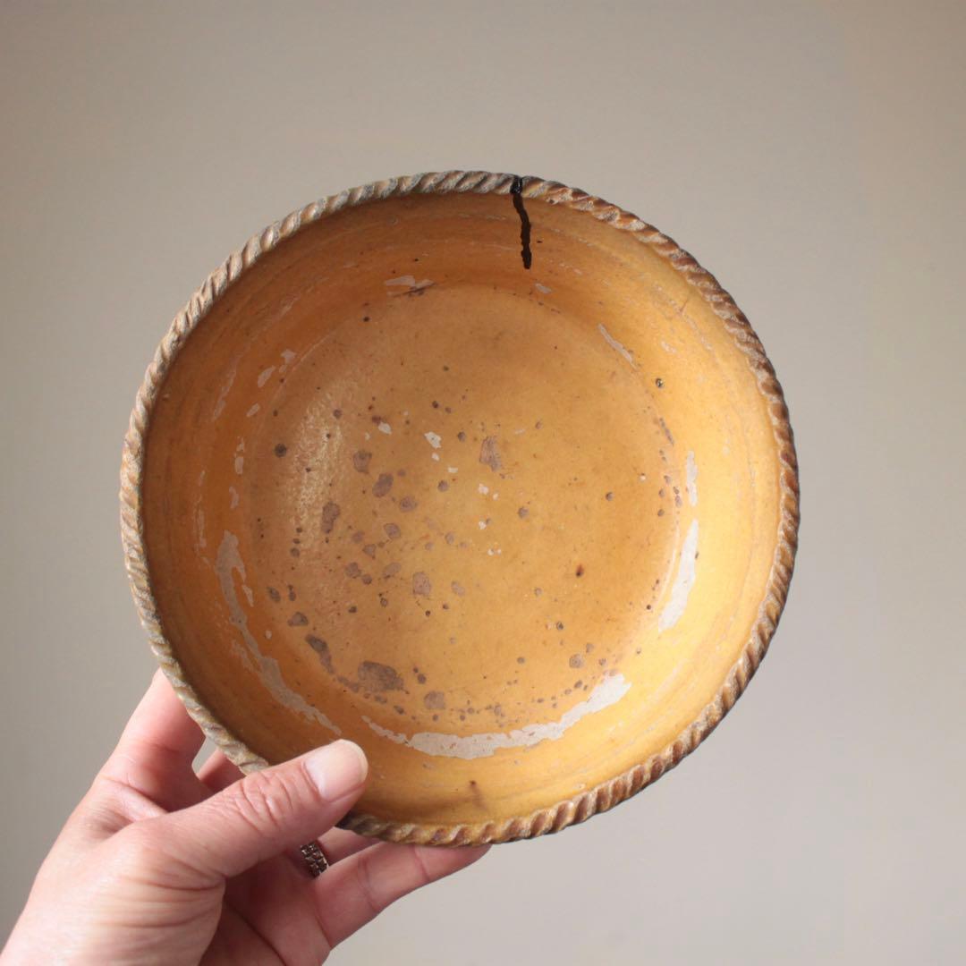 仏蘭西 黄釉 鉢 フランス アンティーク ブロカント 古道具