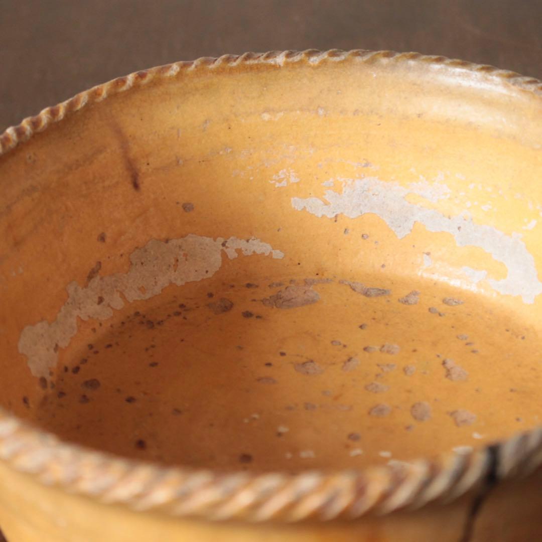 仏蘭西 黄釉 鉢 フランス アンティーク ブロカント 古道具