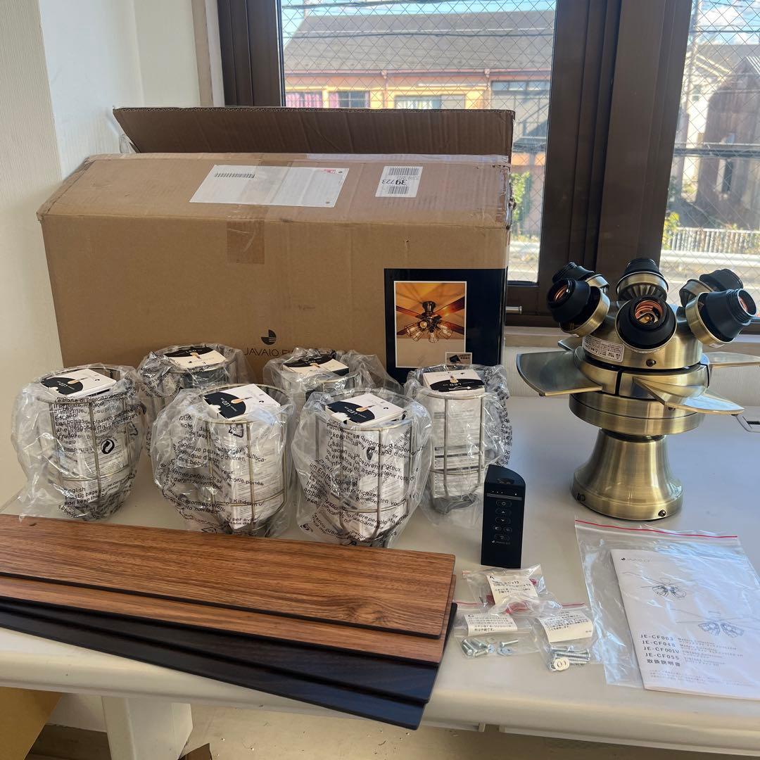 シーリングファン フィラメントLED 6灯 ゴールド JE-CF048 GD