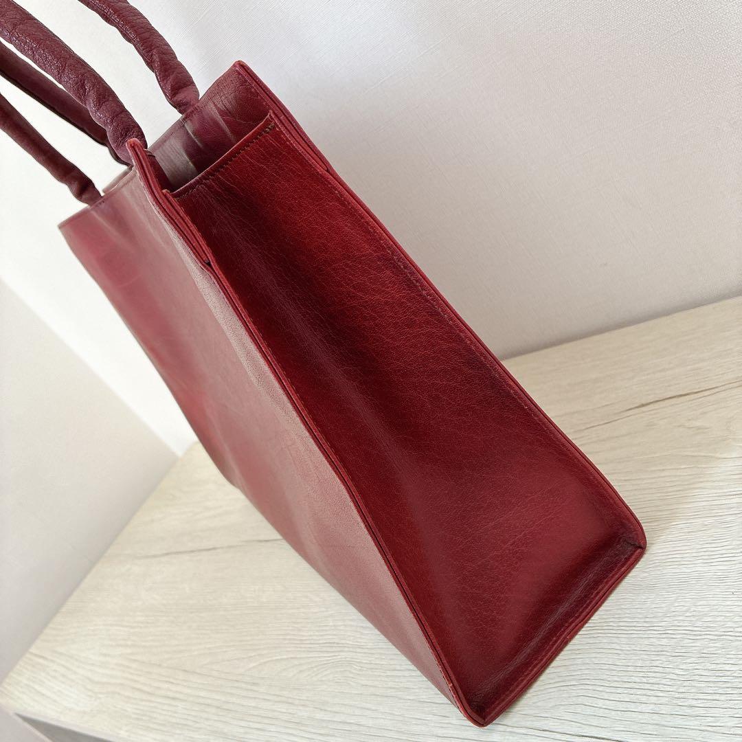 未使用 IBIZA イビザ 赤茶 レザー ハンドバッグ 革 ポーチ付き