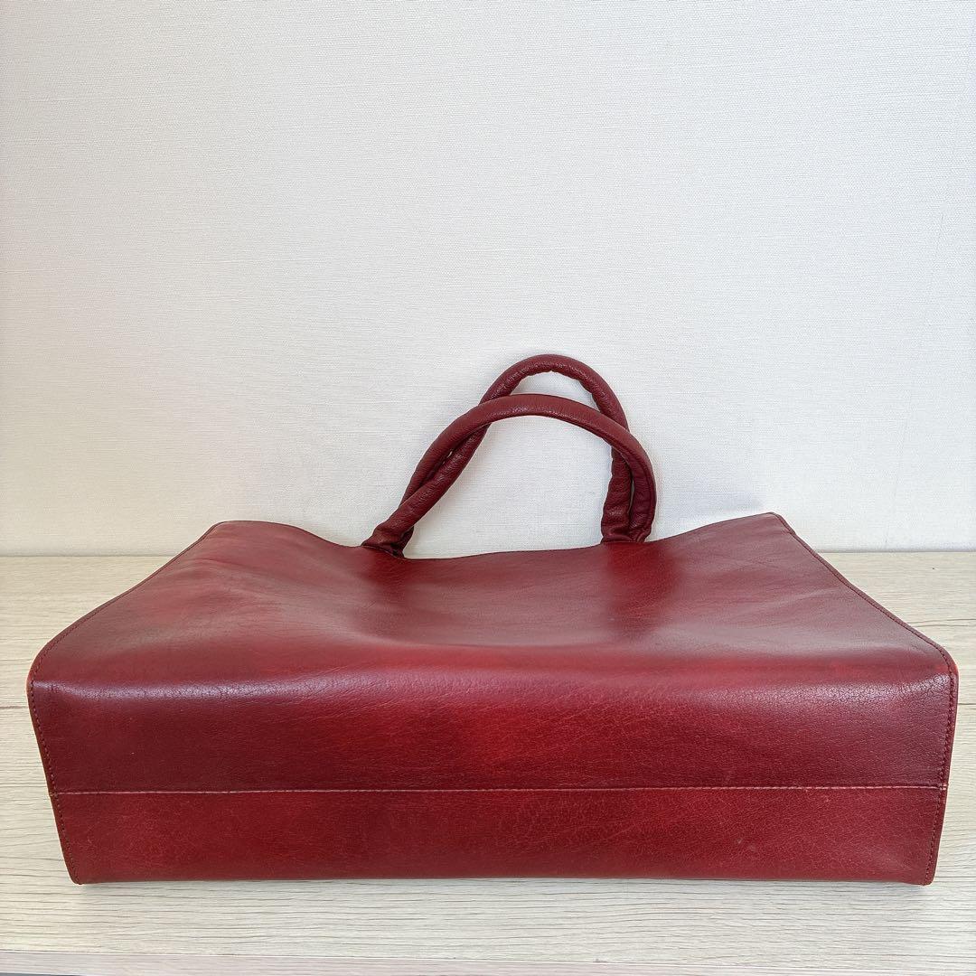 未使用 IBIZA イビザ 赤茶 レザー ハンドバッグ 革 ポーチ付き