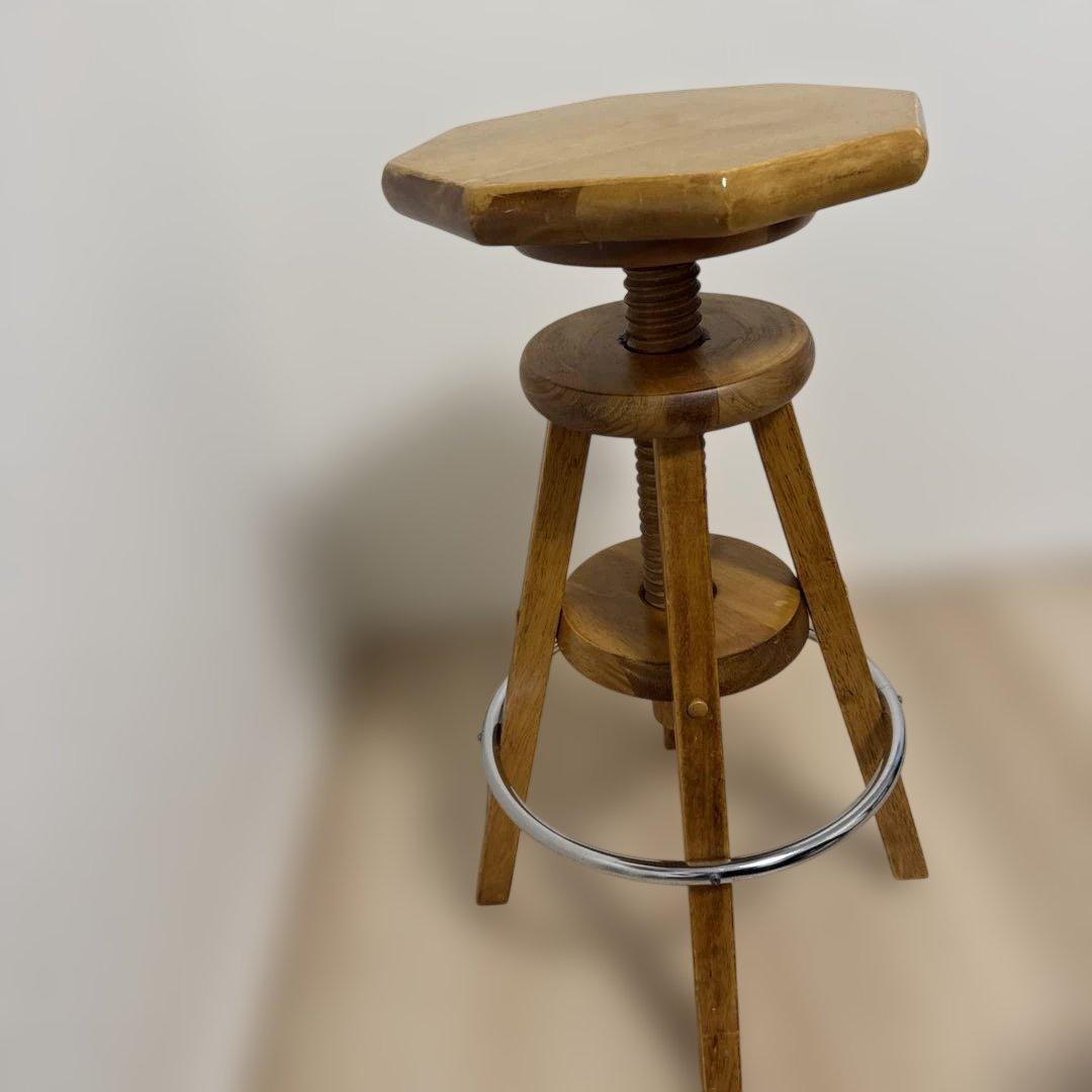 木製　回転スツール　ハイチェア　ヴィンテージ