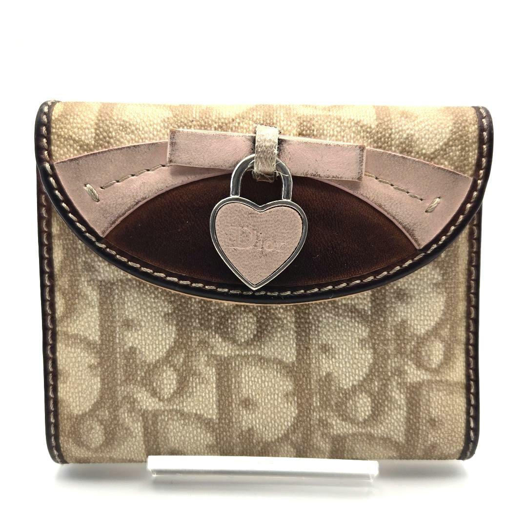 【美品】Dior 折り財布　トロッター　ハート　ロゴ金具　入手困難　レア　希少