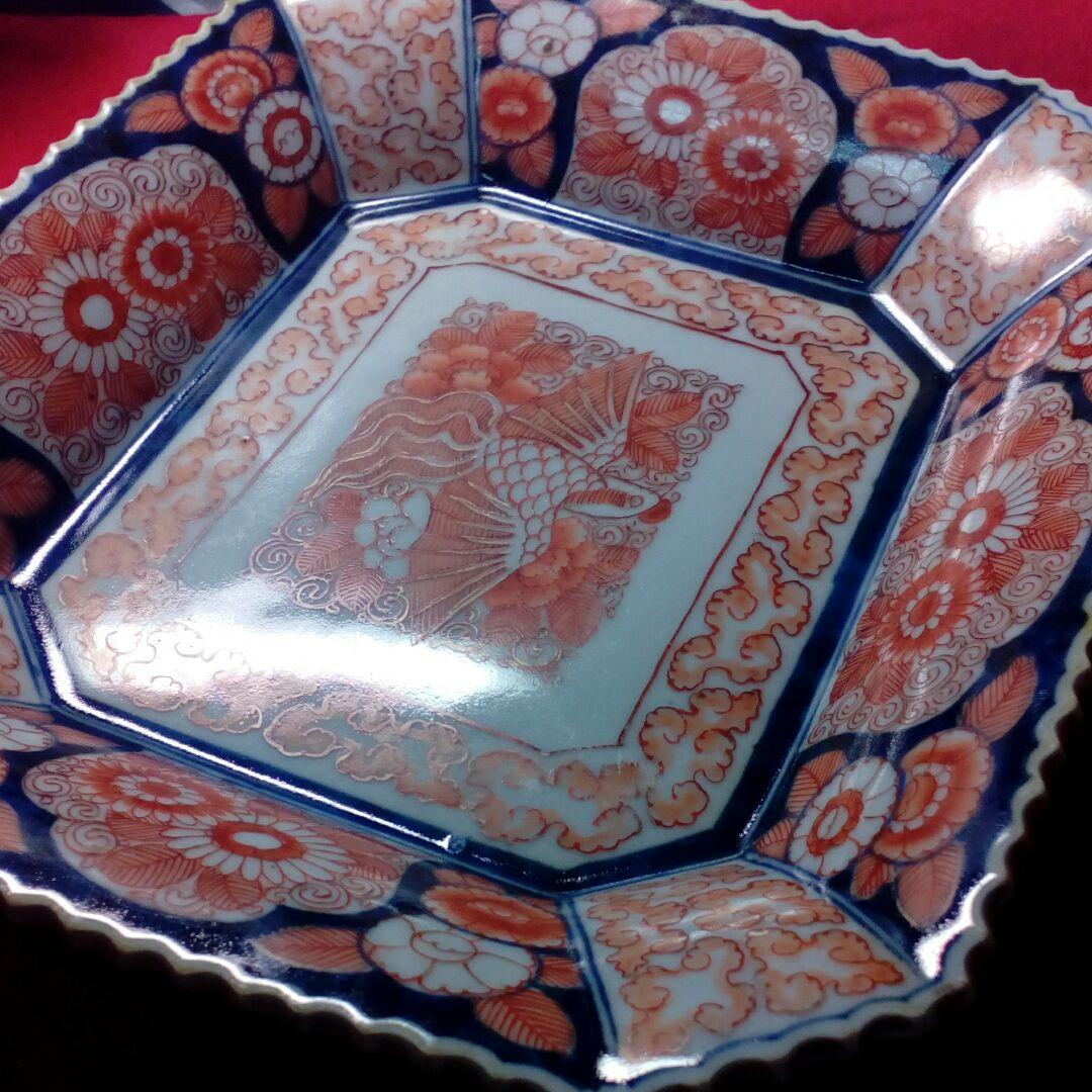 稀少レア祥端製アンティーク古陶磁器四方変形長方皿当時物２３✕１９．５サイズ美品