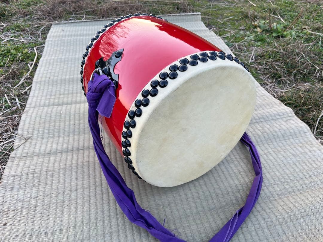 エイサー太鼓 大太鼓 本皮張り30cm ケース付き 中古美品