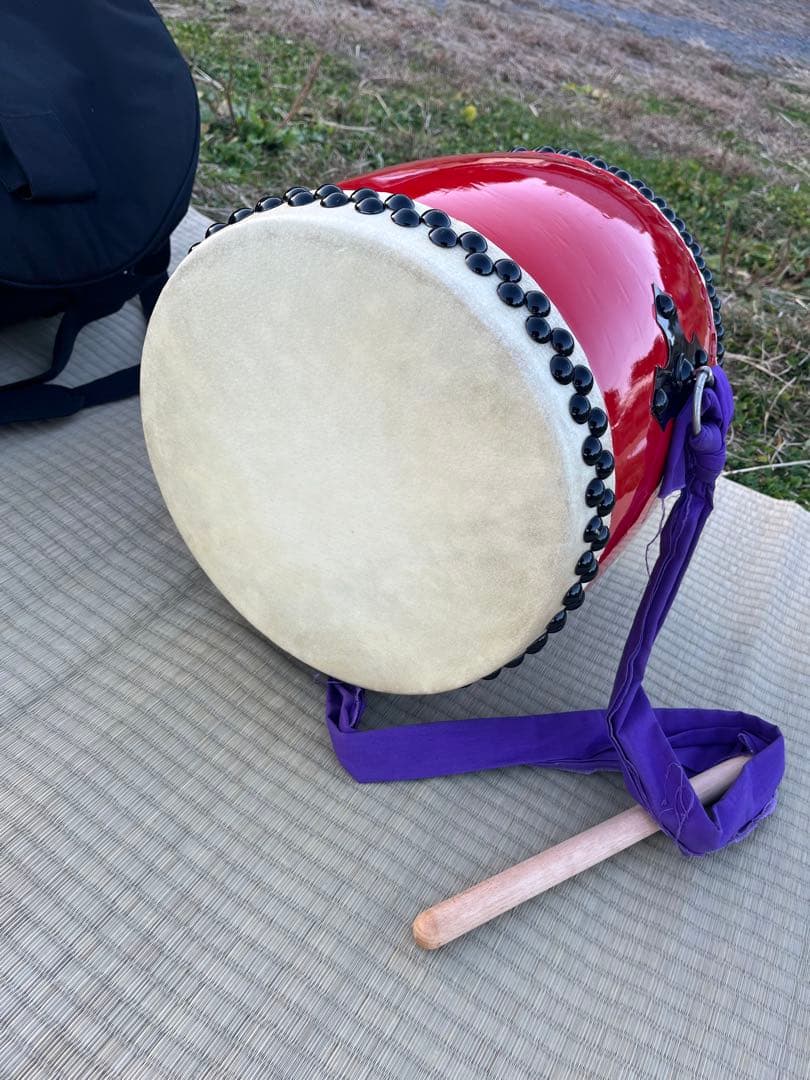 エイサー太鼓 大太鼓 本皮張り30cm ケース付き 中古美品