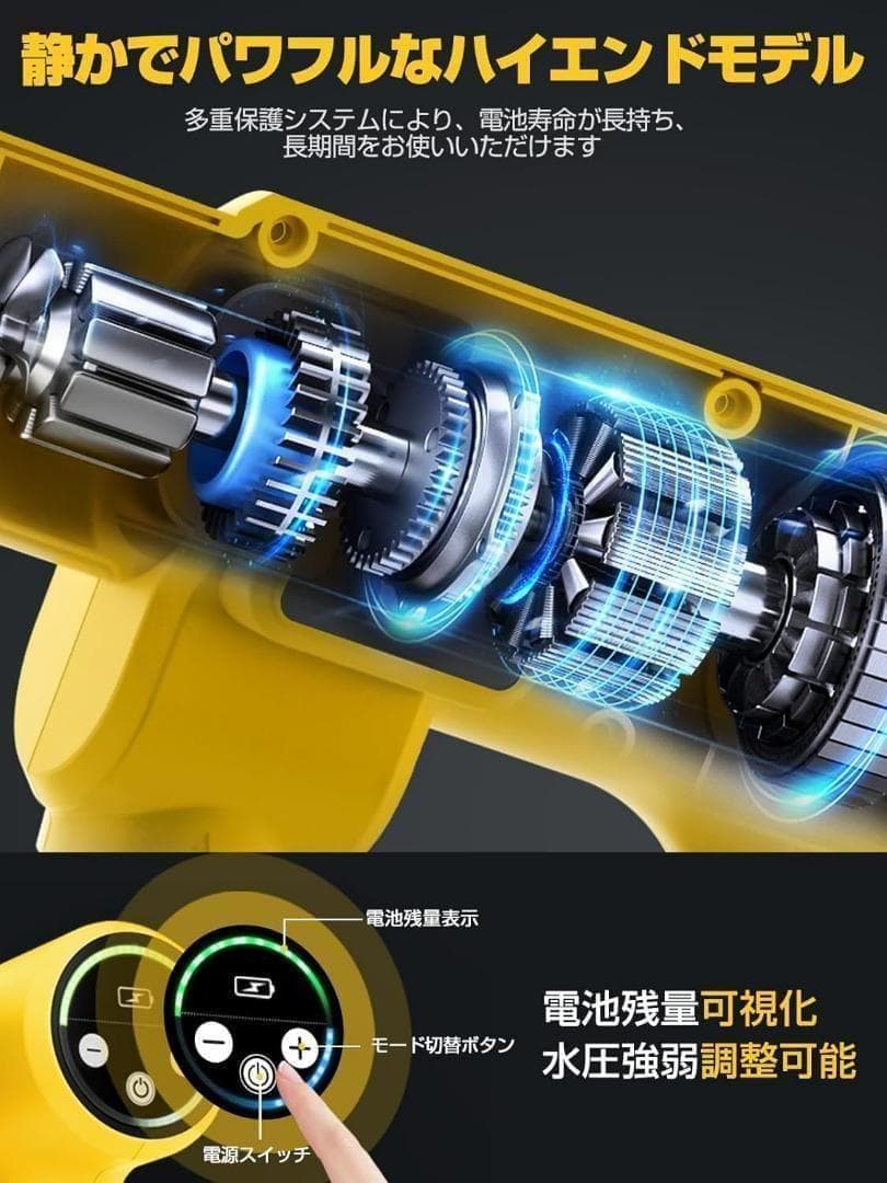 大人気❣️ 高圧洗浄機 コードレス 充電式 洗車機 20000mAh