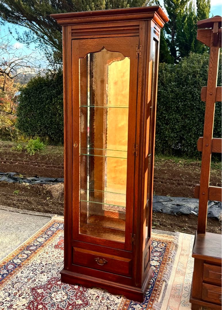 フランダースの家具屋さん オーク無垢 スリムキャビネット 飾り棚 幅73cm