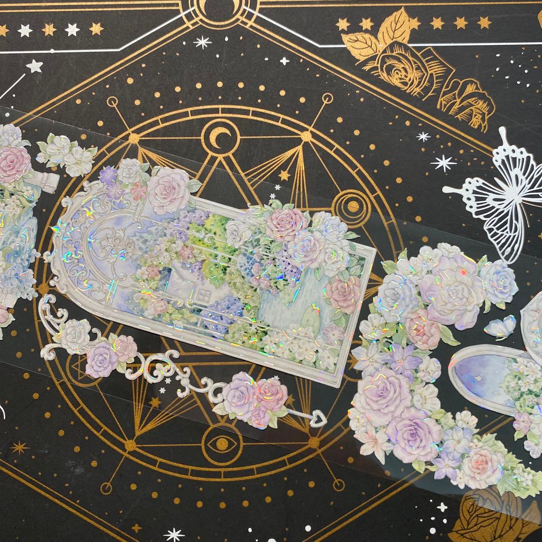 【9272】海外　マステ　中古巻　貝殻光マスキングテープ　残量多め　装飾背景系