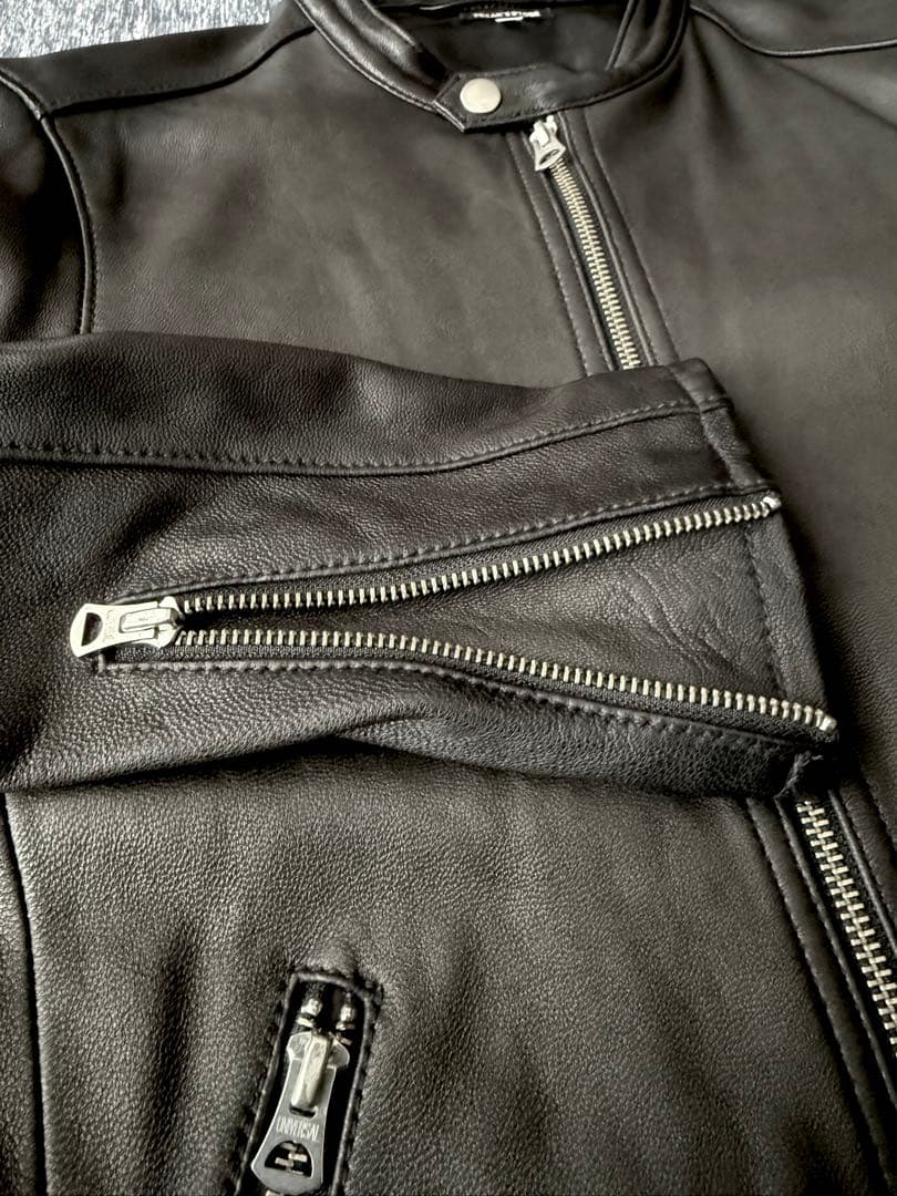 フリークスストア シングルライダースジャケットゴートレザーM 山羊 黒