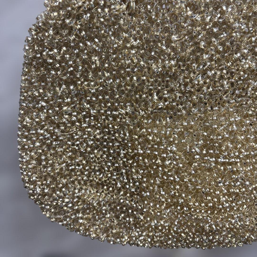 アンテプリマ　ワイヤーハンドバッグ　がま口　リボン　ゴールド