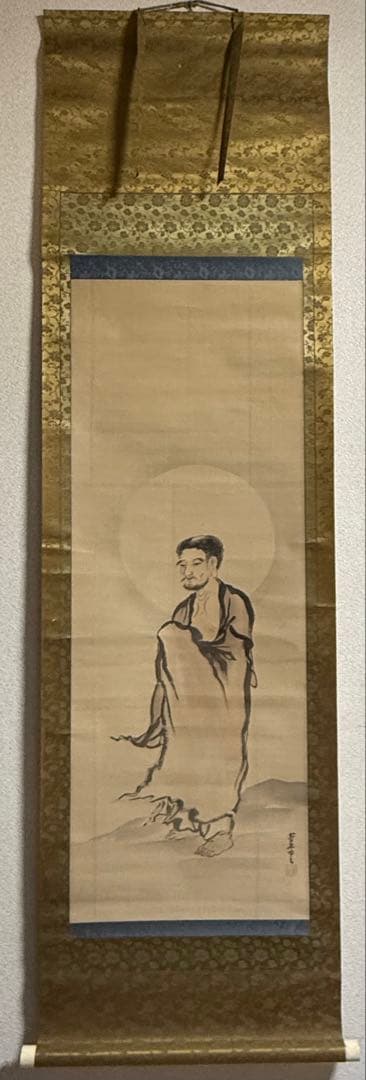 蕉雲筆　達磨圖　絹本肉筆　掛軸　送料込み251030