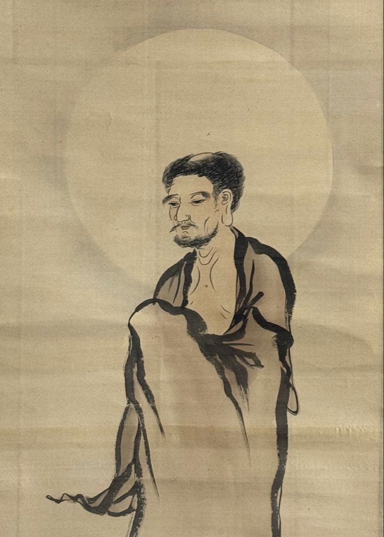 蕉雲筆　達磨圖　絹本肉筆　掛軸　送料込み251030