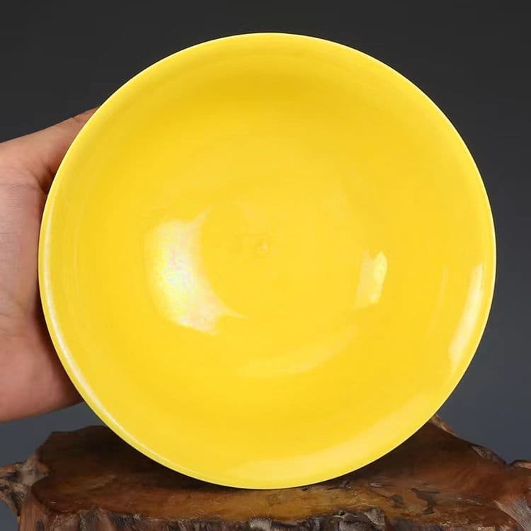 清朝 雍正 黄釉  竜の柄 お碗 収蔵品 コレクション