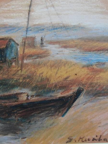 栗原 信、水郷土浦、希少画集画、新品高級額、額装付、状態良好、油彩 風景