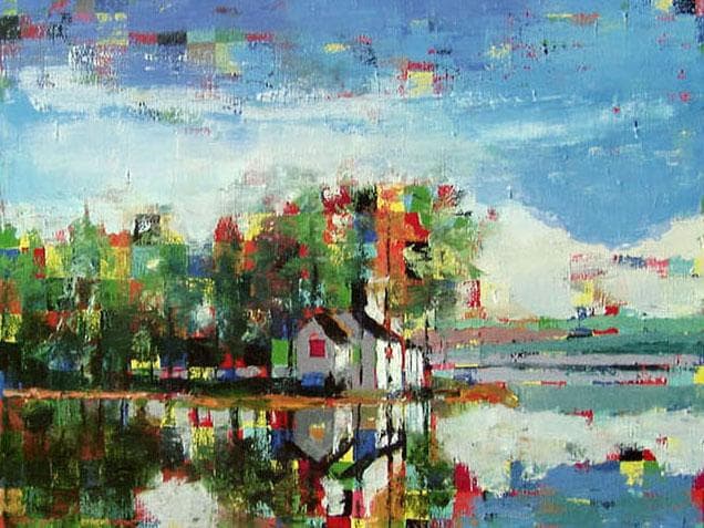 油絵 菅家令子 絵 絵画 インテリア 額付(黒) uF6-062403 風景