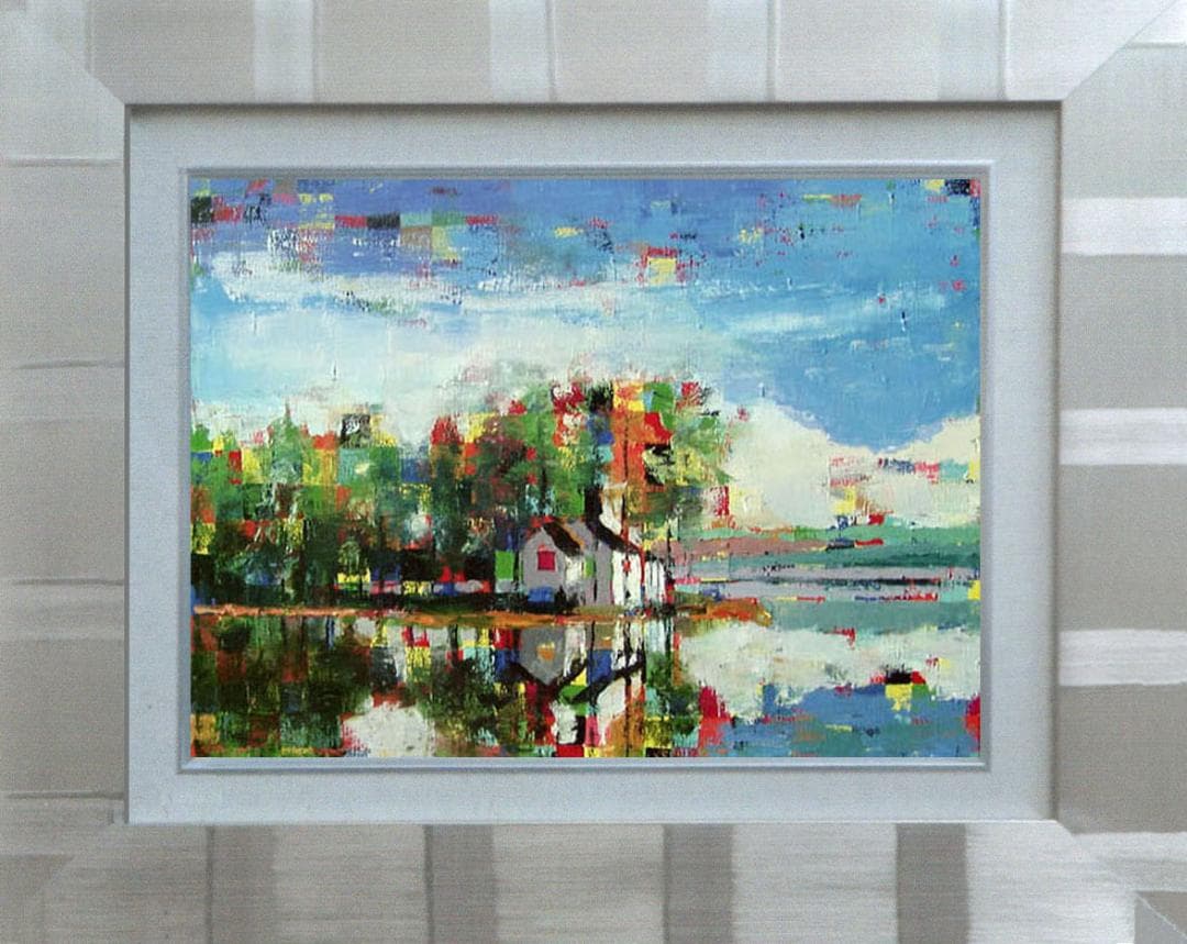 油絵 菅家令子 絵 絵画 インテリア 額付(黒) uF6-062403 風景