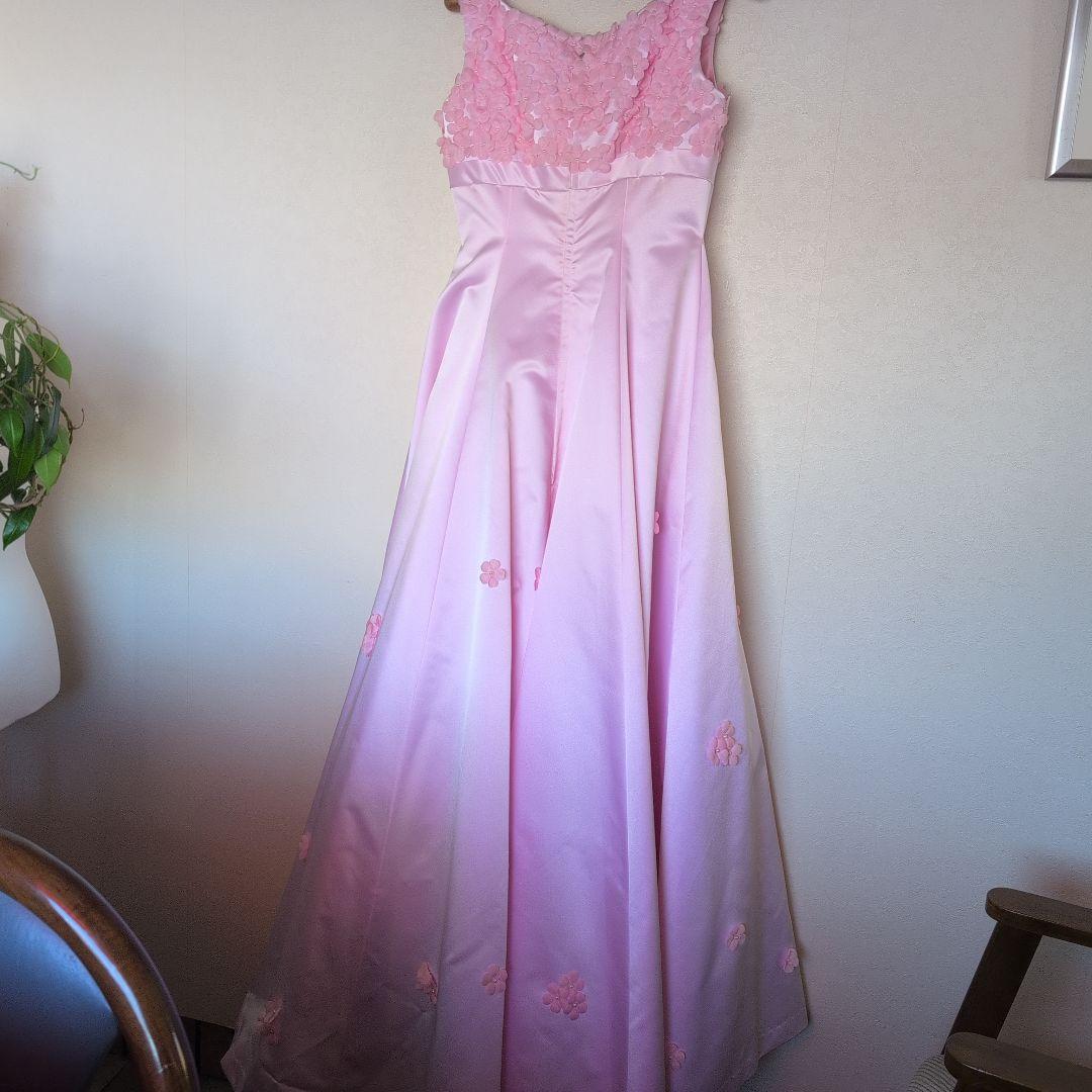 【上質サテン】ピンク カラードレス 花柄トップス お色直しにも♪