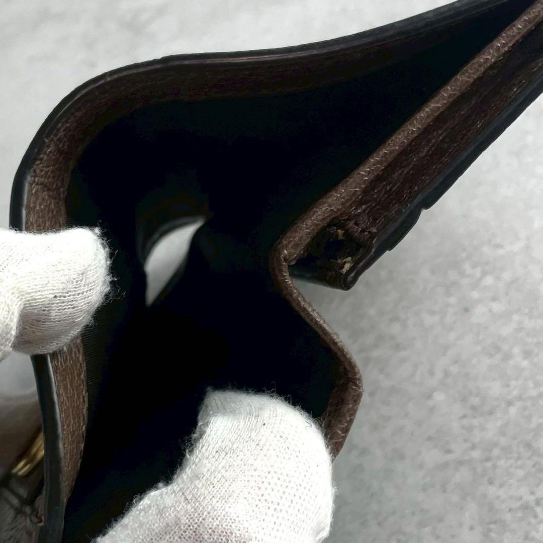 美品 グッチ オフィディア GGマーモント シェリーライン 二つ折り財布 濃茶