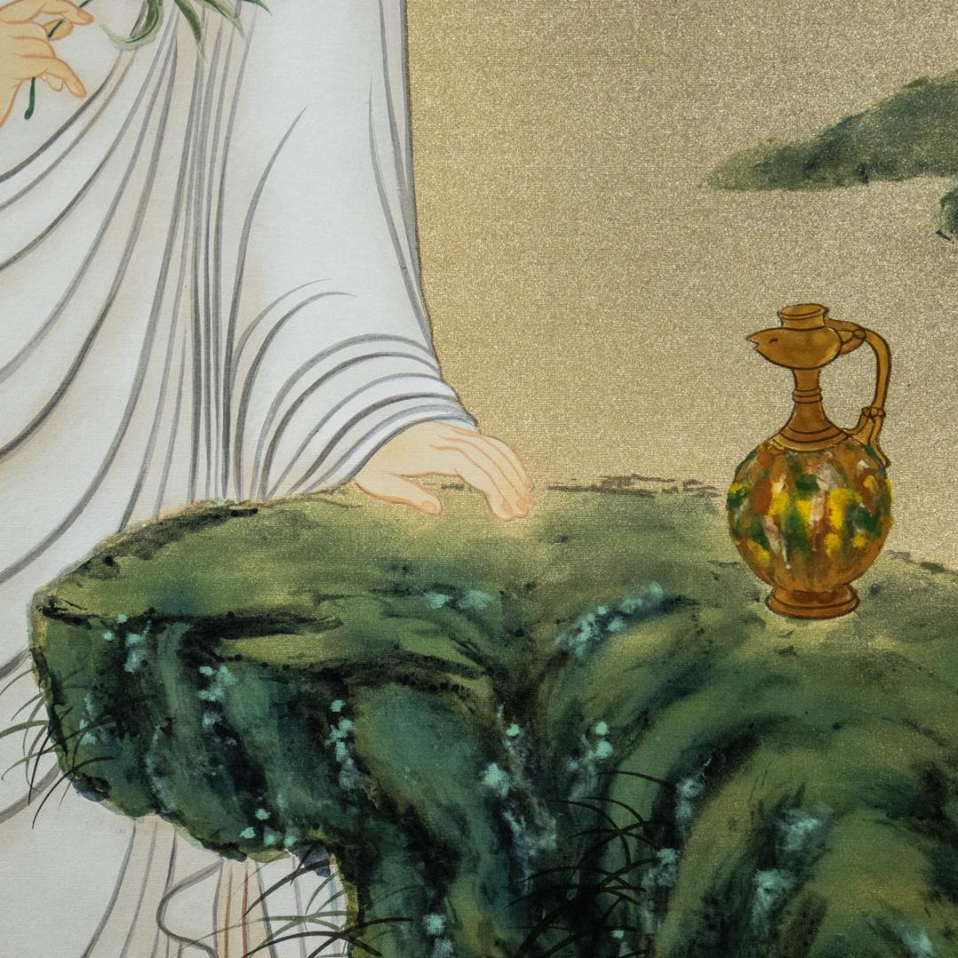 掛軸-1462　国井幸雪　白衣観音　共箱　二重箱