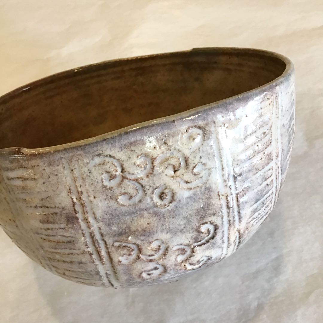 【茶道具】萩焼 俵茶碗 大野瑞峰 筆洗型