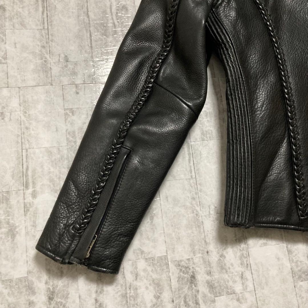 【希少】90s vintage レザーシングルライダースジャケット 黒　ブラック