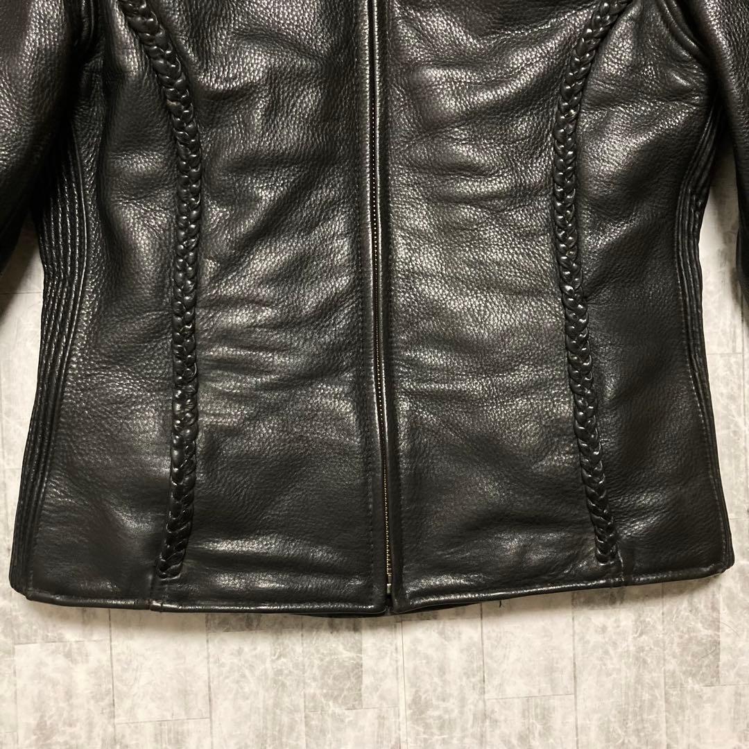 【希少】90s vintage レザーシングルライダースジャケット 黒　ブラック