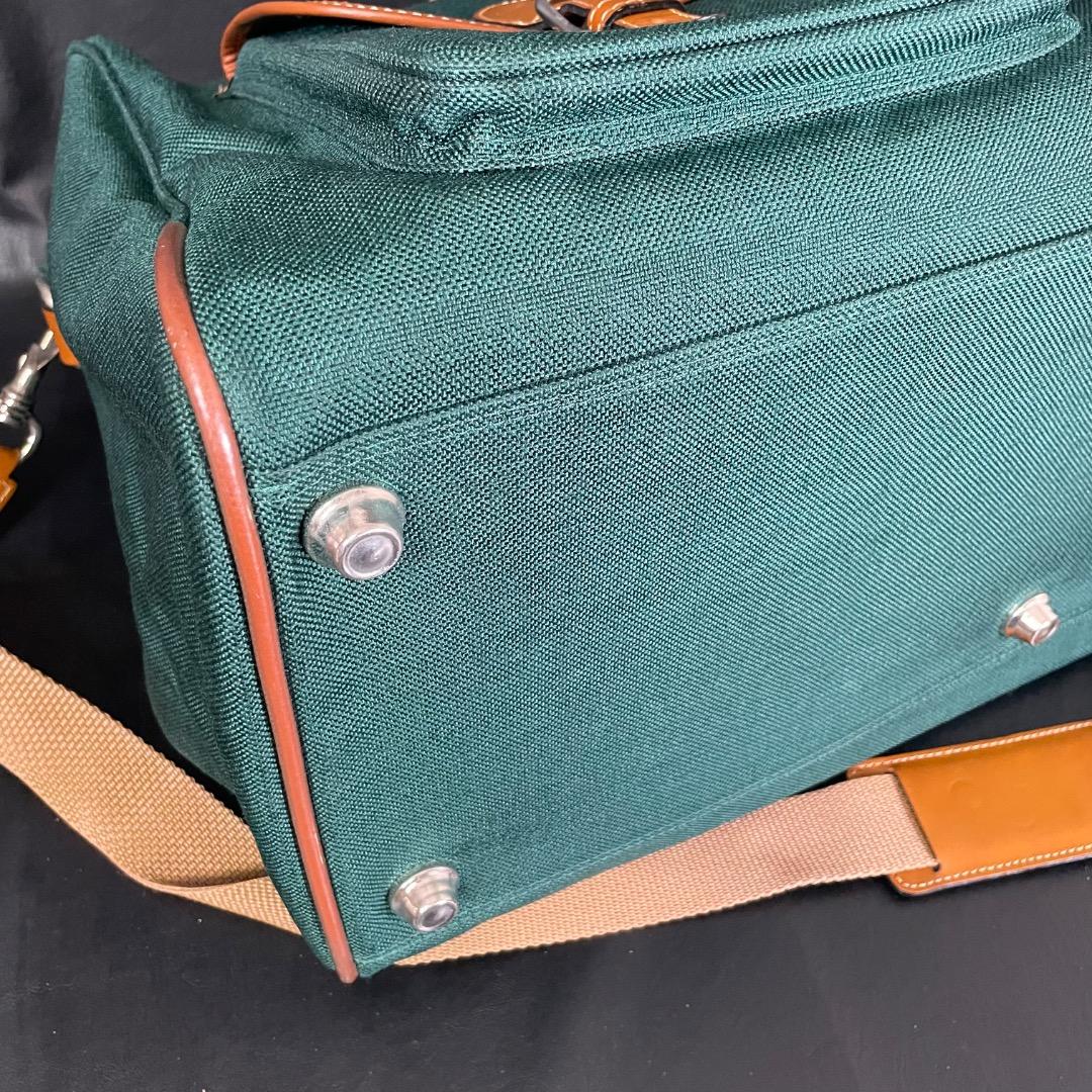 A6✨希少 ランセル キャンバス×本革 ボストンバッグ 緑×ブラウン 50