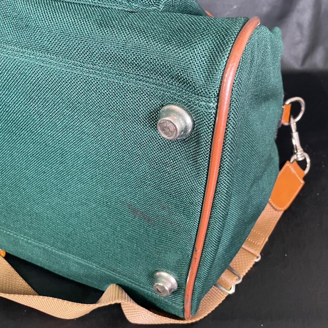 A6✨希少 ランセル キャンバス×本革 ボストンバッグ 緑×ブラウン 50