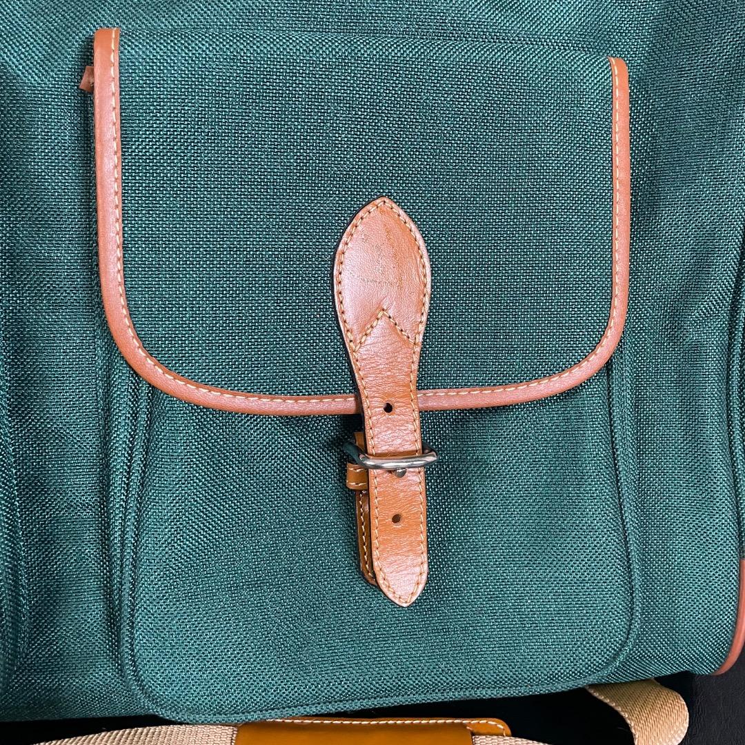 A6✨希少 ランセル キャンバス×本革 ボストンバッグ 緑×ブラウン 50