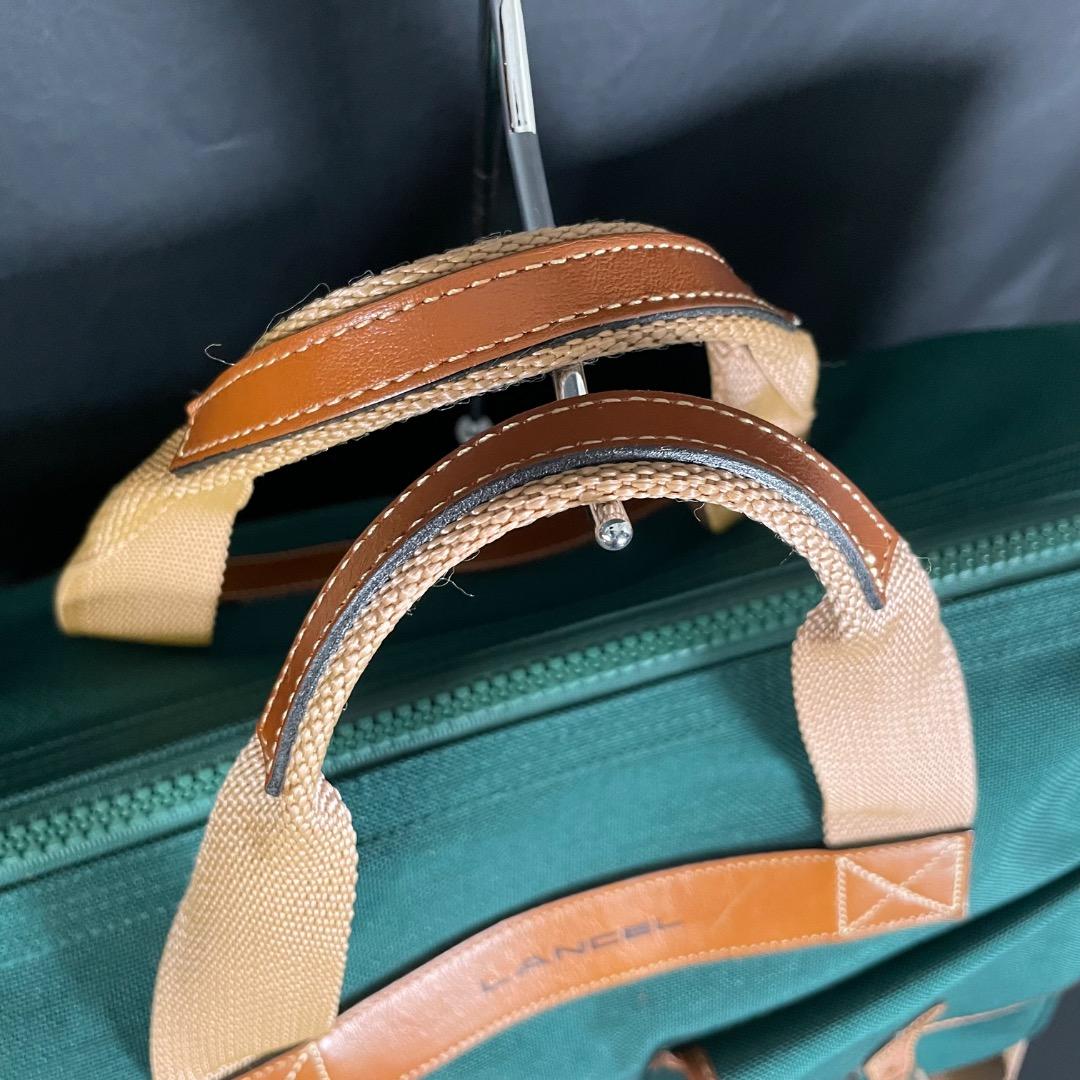 A6✨希少 ランセル キャンバス×本革 ボストンバッグ 緑×ブラウン 50