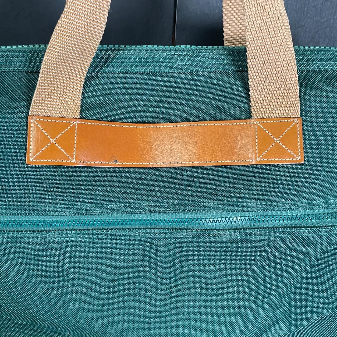 A6✨希少 ランセル キャンバス×本革 ボストンバッグ 緑×ブラウン 50