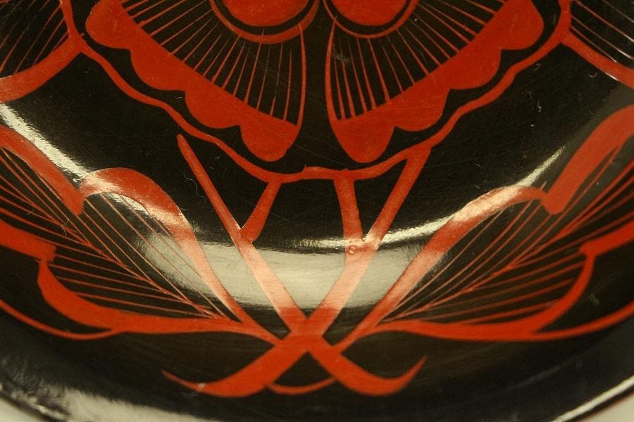 朱漆 輪花模様 小皿 十件 時代物(A733)