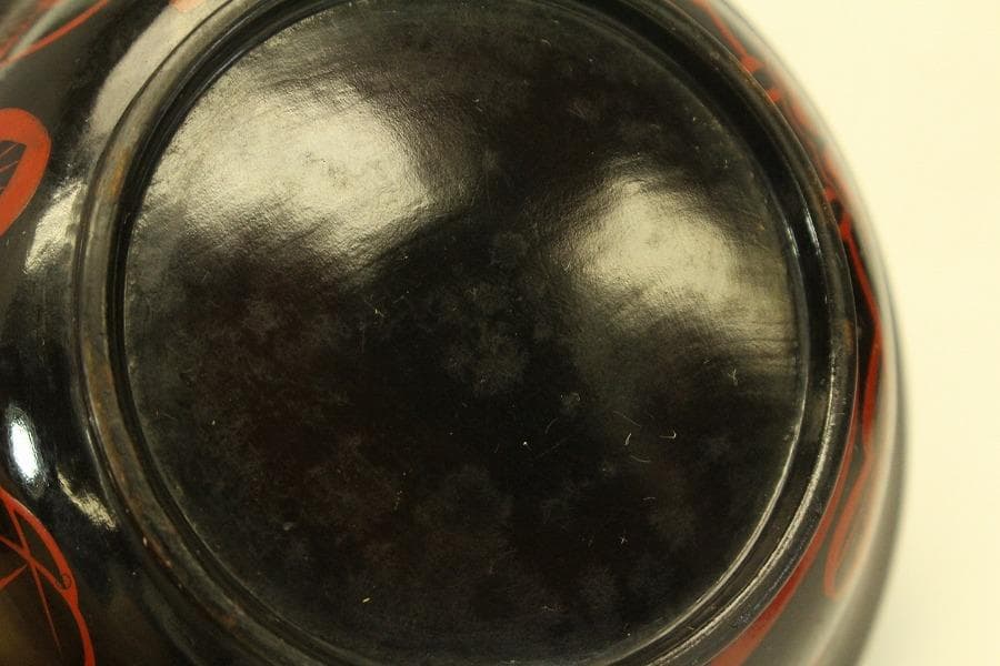 朱漆 輪花模様 小皿 十件 時代物(A733)