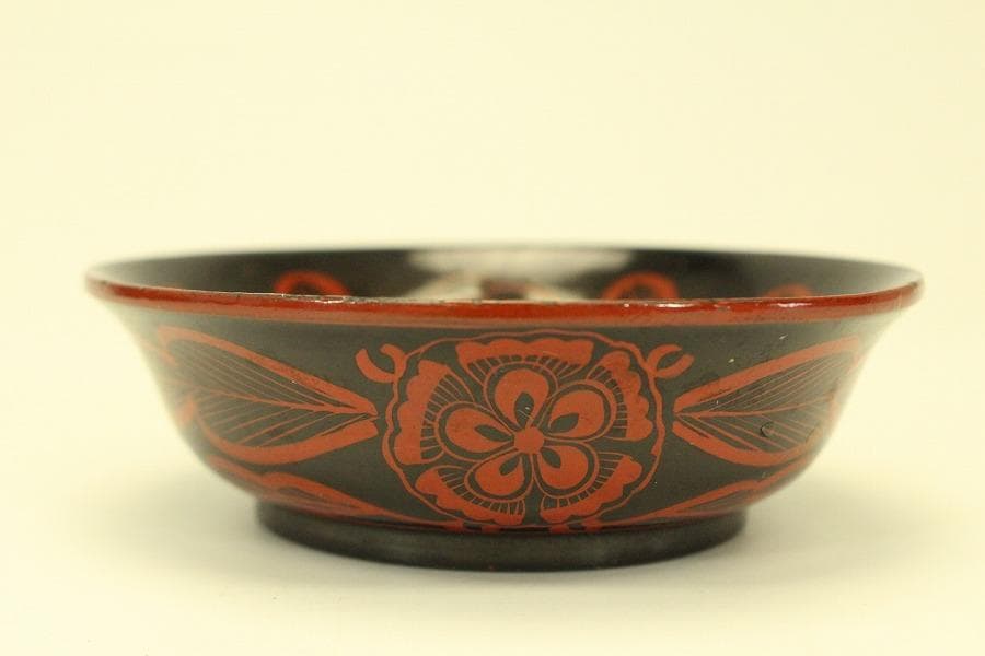 朱漆 輪花模様 小皿 十件 時代物(A733)