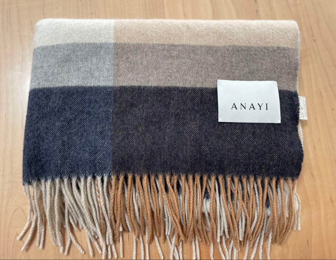 ANAYI カシミヤ100% チェック柄マフラー