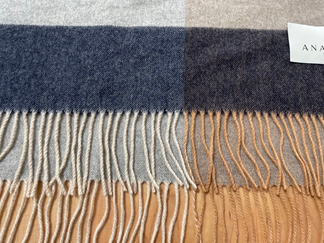 ANAYI カシミヤ100% チェック柄マフラー