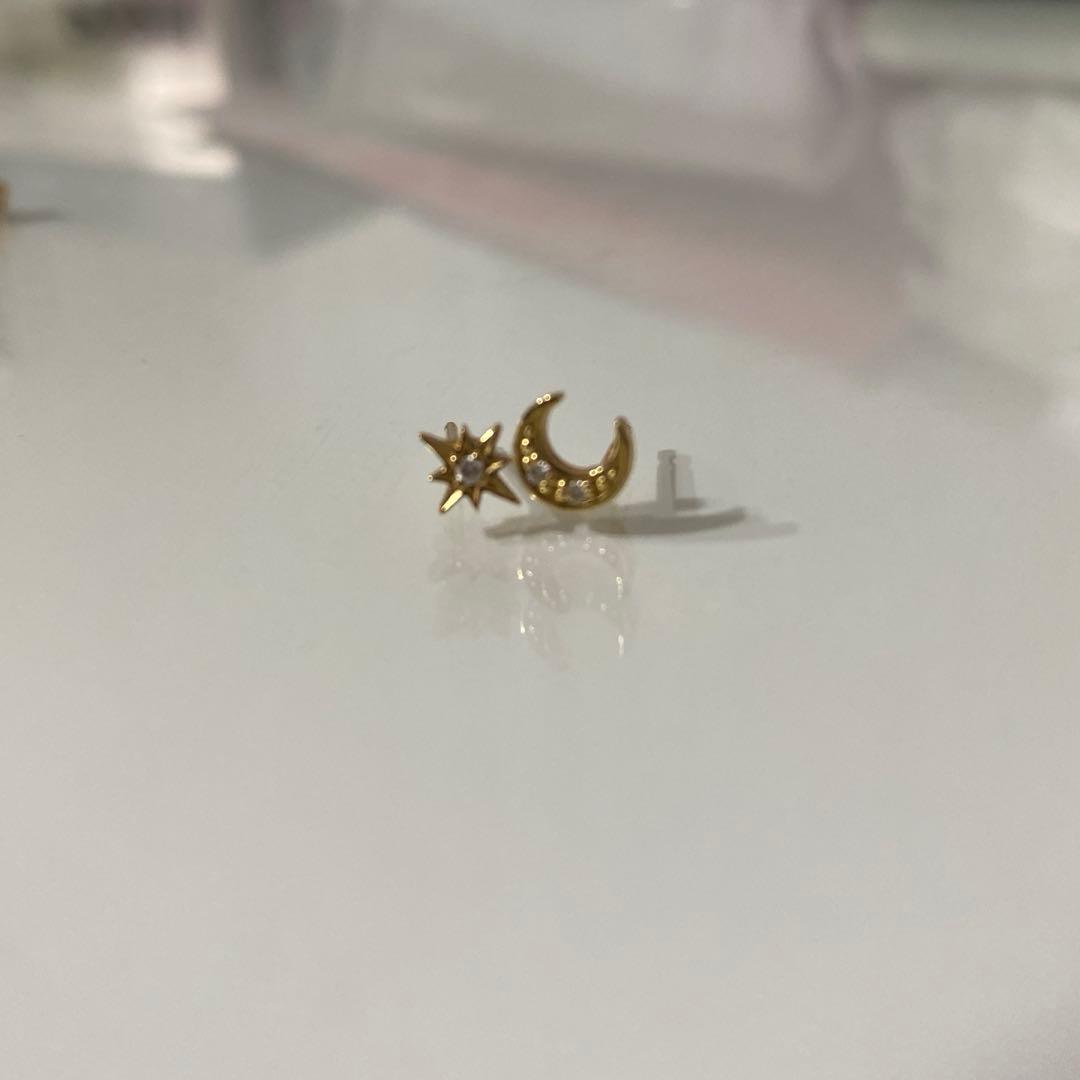 STAR JEWELRY ピアス(両耳) STAR & MOON K18
