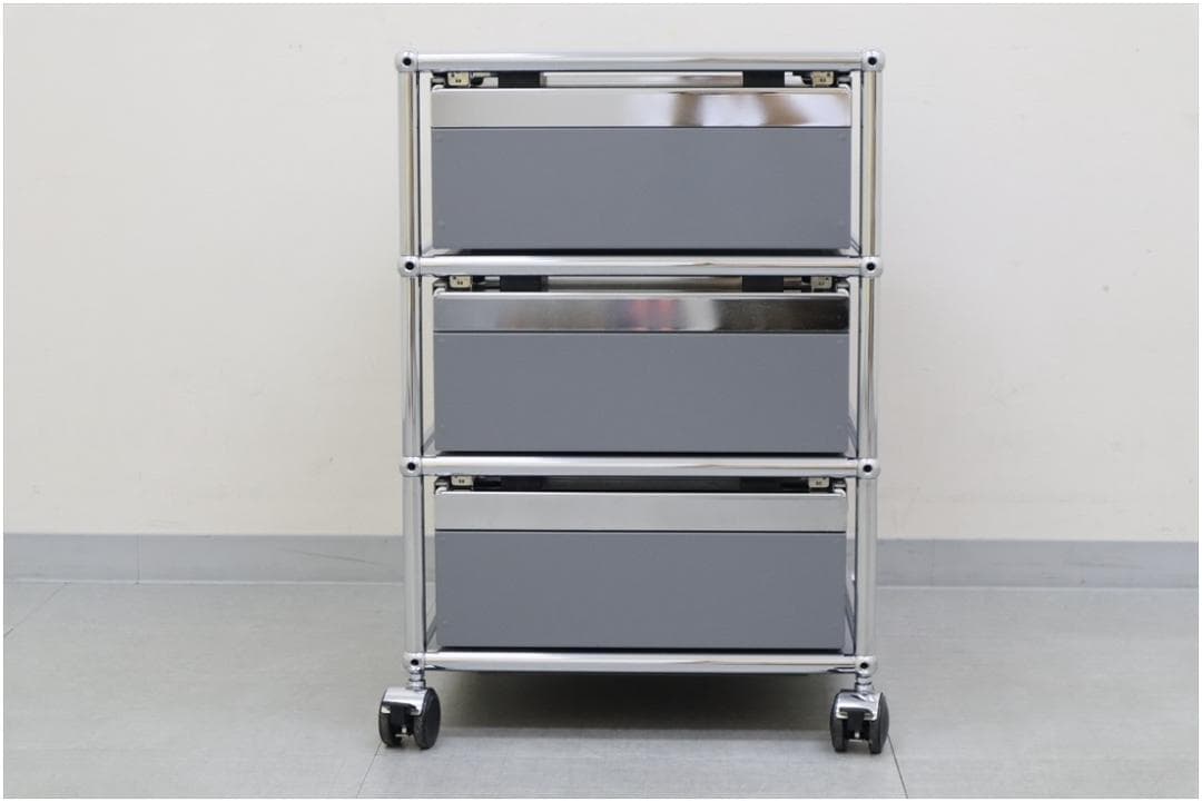 正規品 USM ハラーシステム デスクワゴン 3段 ミッドグレー キャスター