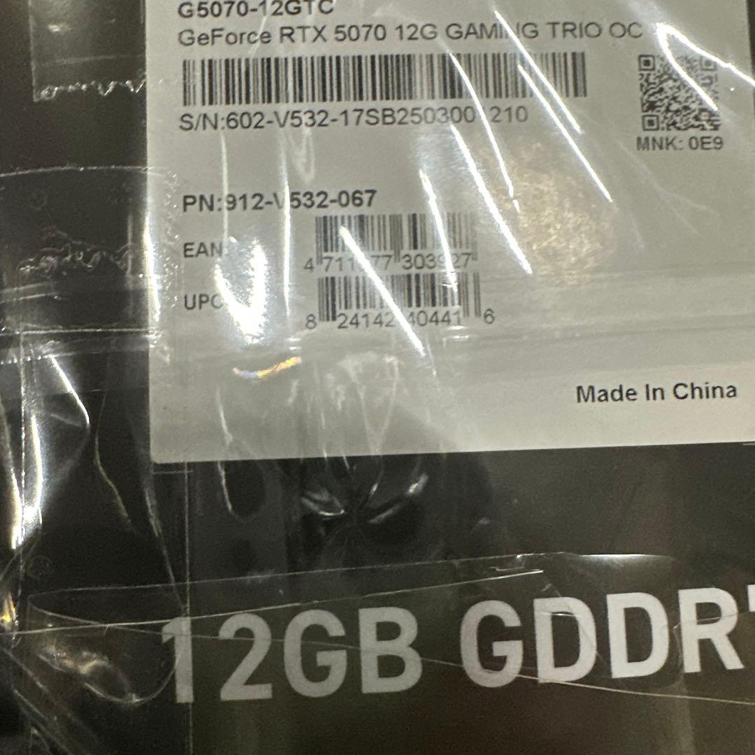 新品　MSI RTX 5070 12G Gaming Trio OC