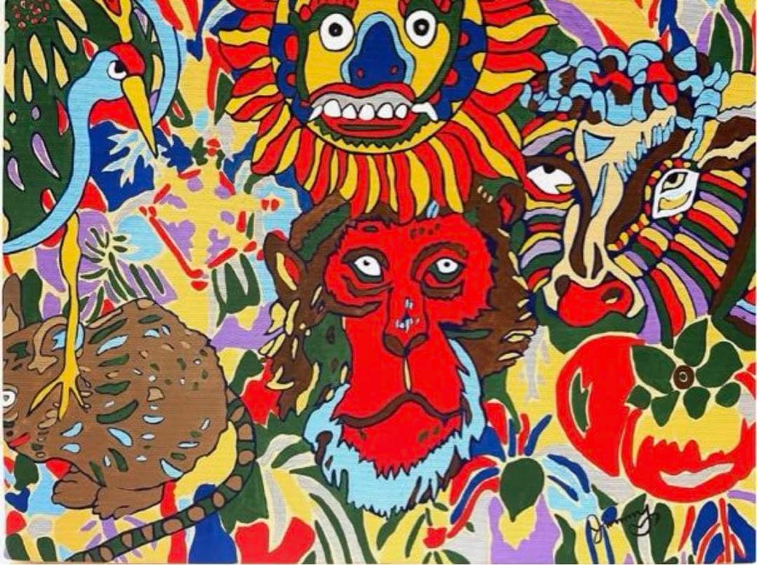 ジミー大西「サークル」F8号　手描き油彩