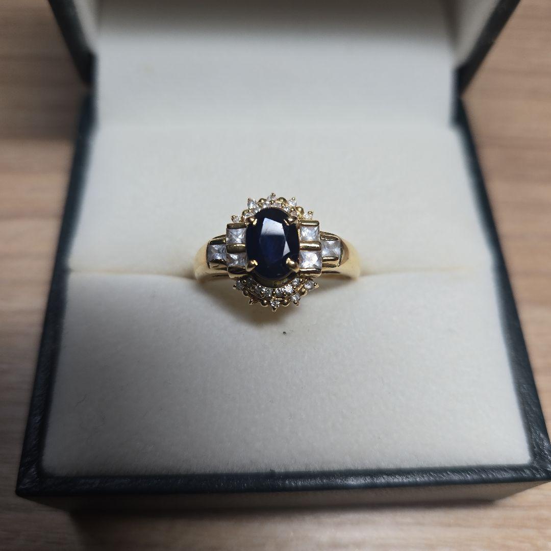 K18　サファイア2ct ダイヤモンド 0.75ct　リング