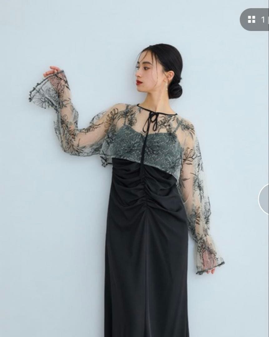 【タグ同封】nianaオケージョンドレス　シアーボレロ　ブラックワンピース