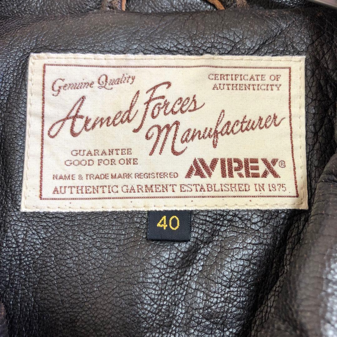 AVIREXアヴィレックス　レザージャケット　シングル　ライダース　ブラウン　L