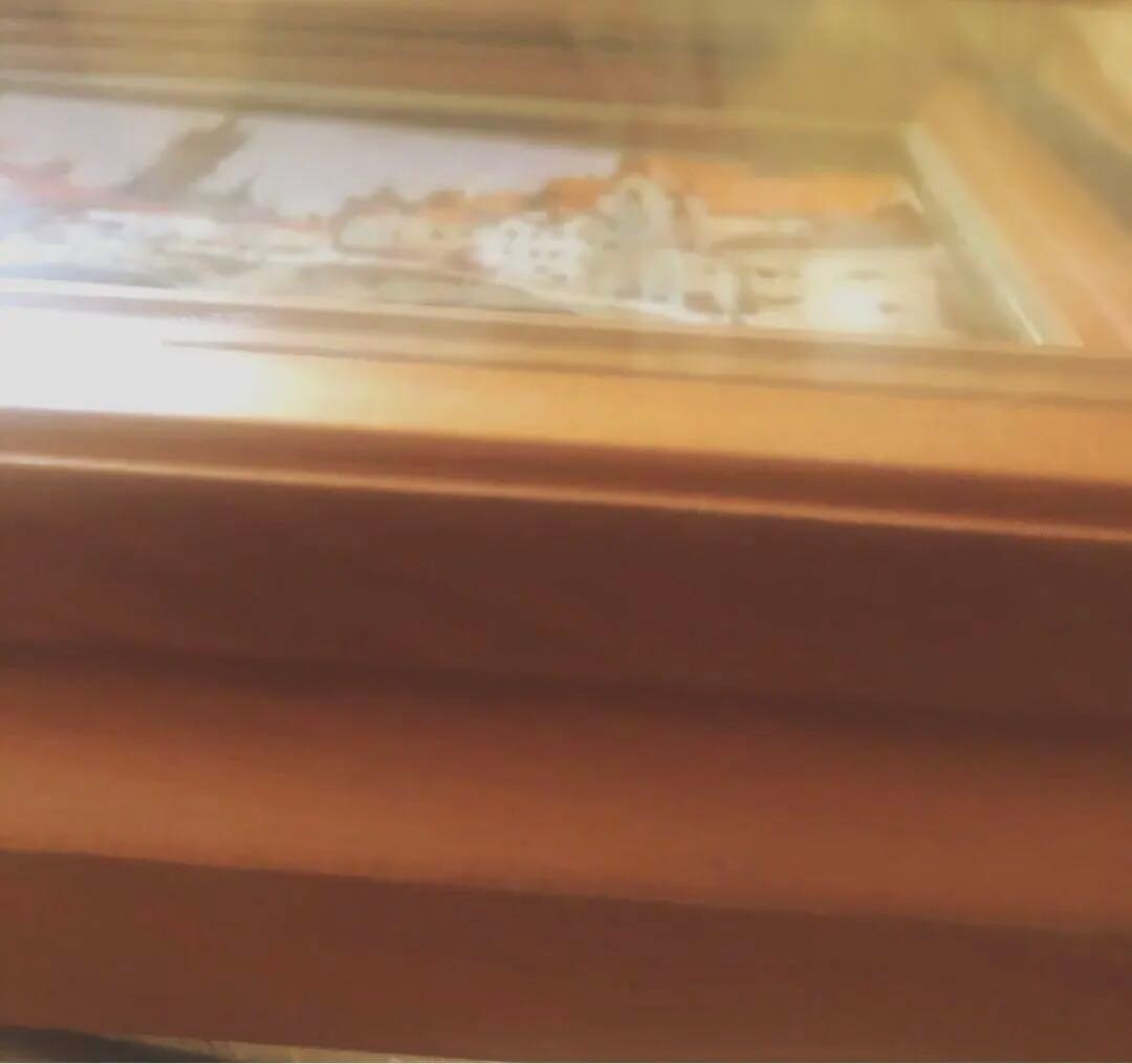 【二科会】福田輝 油彩『ブルージュ風景』額付