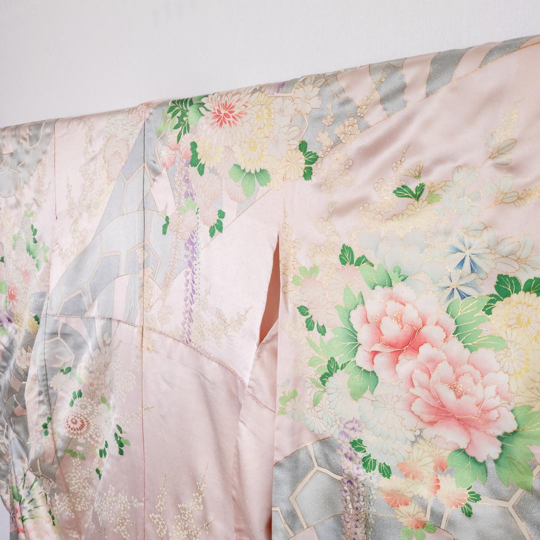 ルーピー R7SK1311 振袖+帯 2点セット 豪華な花々 六通柄