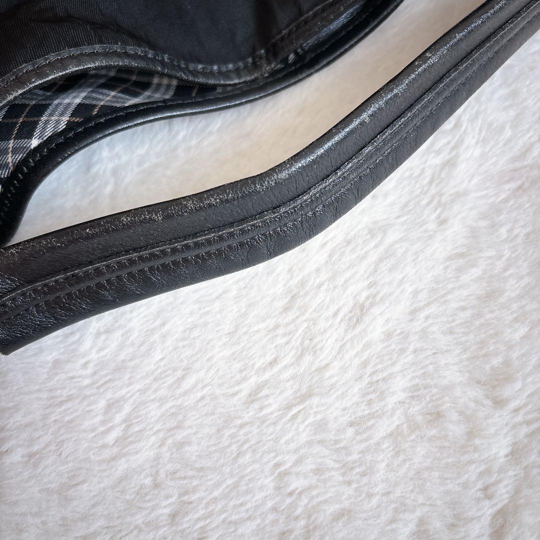 バーバリーブルーレーベル 2way ショルダーバッグ ナイロン×レザー 黒